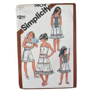 80s Simplicity 5804 Sewing Pattern Size 12 Camisole Slip Half Slip Culotte UNCUT